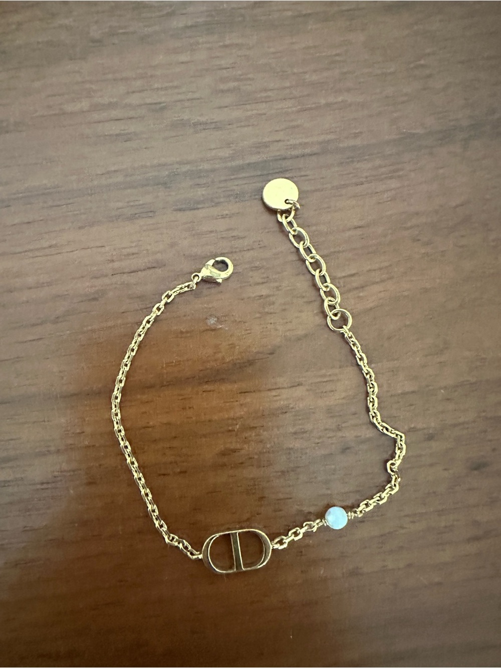 Authentic Dior Gold Chain Bracelet with Pearl